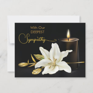 Lily Candle Black Gold Sympathy Card