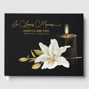 Lily Candle Funeral Guest Book