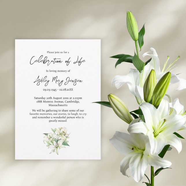 Lily Celebration of Life Funeral Invitation (Creator Uploaded)