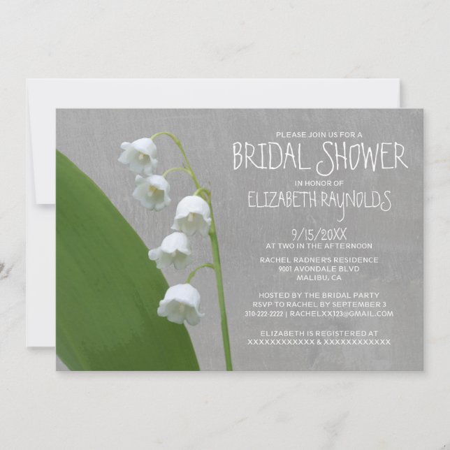Lily de la vallée Invitations de douches nuptiales (Devant)