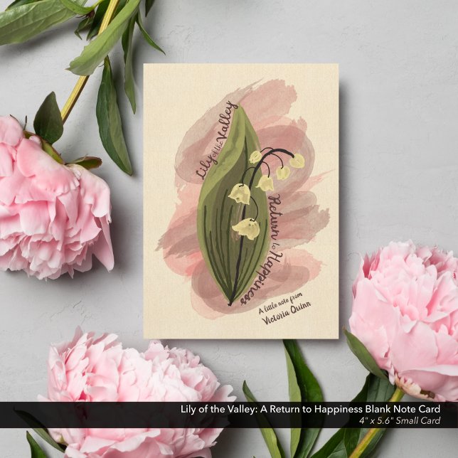 Lily de la Vallée : Un retour au bonheur vide (Lily of the Valley: A Return to Happiness Blank Note Card - with Dusty Pink Accents)