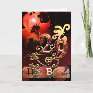 Lily Dream flower Happy 29  Birthday faux gilded Card