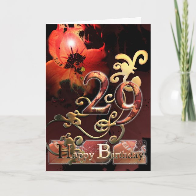 Lily Dream flower Happy 29  Birthday faux gilded Card (Front)