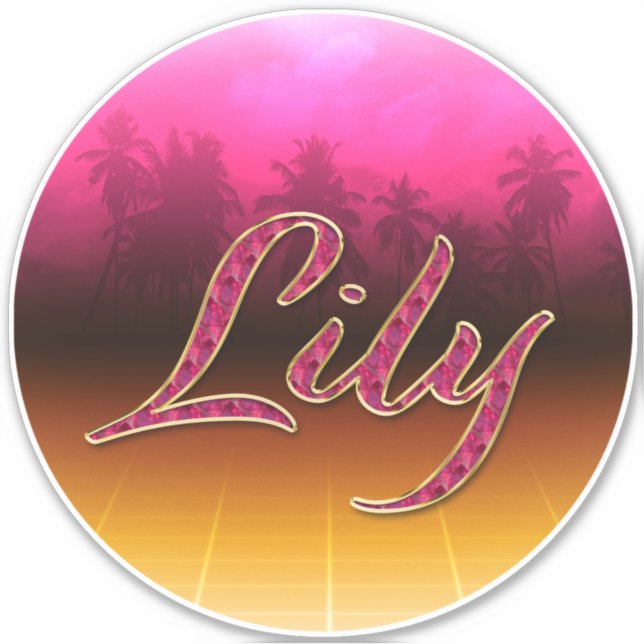 Lily First Name Golden pink Sticker (Front)