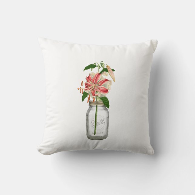 Lily fleur dans un pot Mason Throw Pillow (Front)