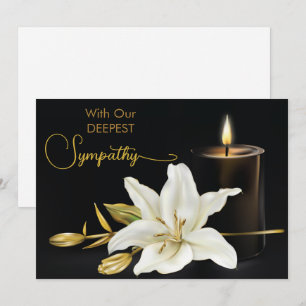 Lily Floral Black Gold Sympathy Card