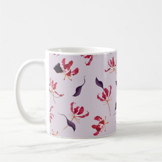Lily floral hand drawn illustration pattern coffee mug