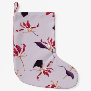 Lily floral hand drawn illustration pattern small christmas stocking