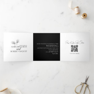 Lily Floral Hand Drawn  Script Wedding   Tri-Fold Invitation