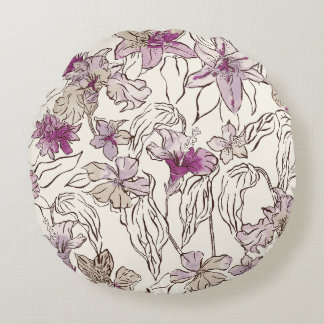 Lily Floral Throw Pillow/Cushion Round Pillow