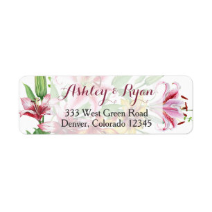 Lily Flower Bouquet Wedding Address Label