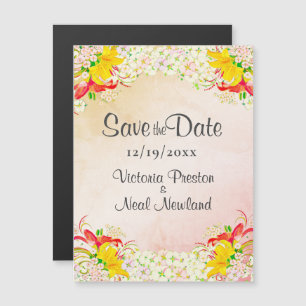 Lily Flower Garden Wedding Save the Date Magnetic Invitation