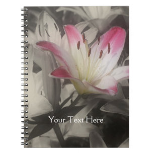 Lily Flower In Black And White Notebook