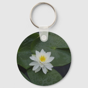 Lily Flower in Lily Pads Keychain