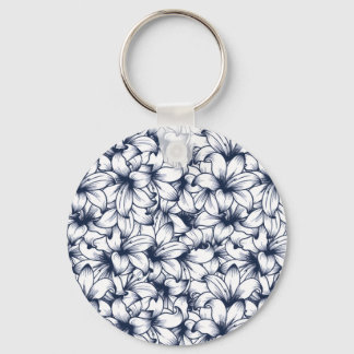 Lily Flower Ink Sketched Pattern Keychain