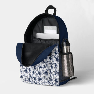 Lily Flower Ink Sketched Pattern Printed Backpack