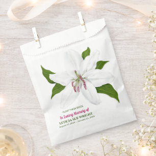 Lily Flower Seed Packet Funeral Memorial Favour Bag