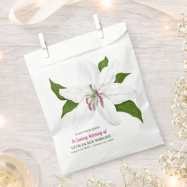 Lily Flower Seed Packet Funeral Memorial Favour Bag (Clipped)