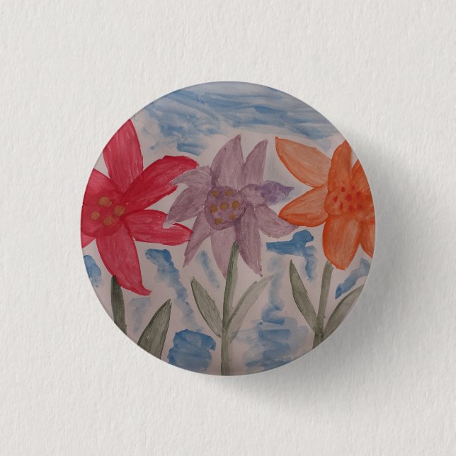 Lily Flowers Badge 1 Inch Round Button (Front)