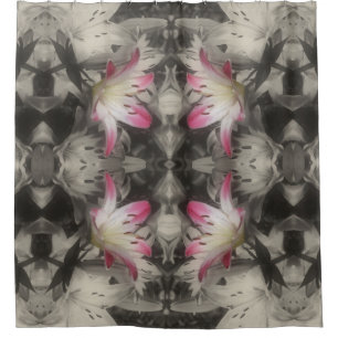 Lily Flowers Black White Partial Colour Abstract