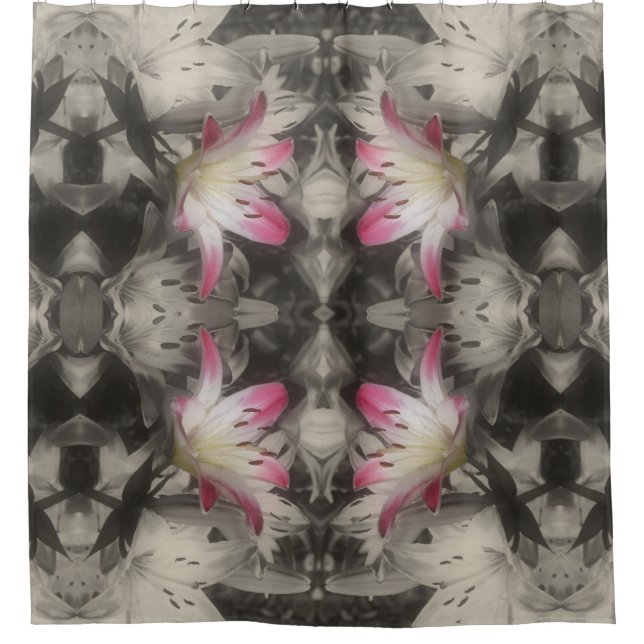 Lily Flowers Black White Partial Colour Abstract (Front)