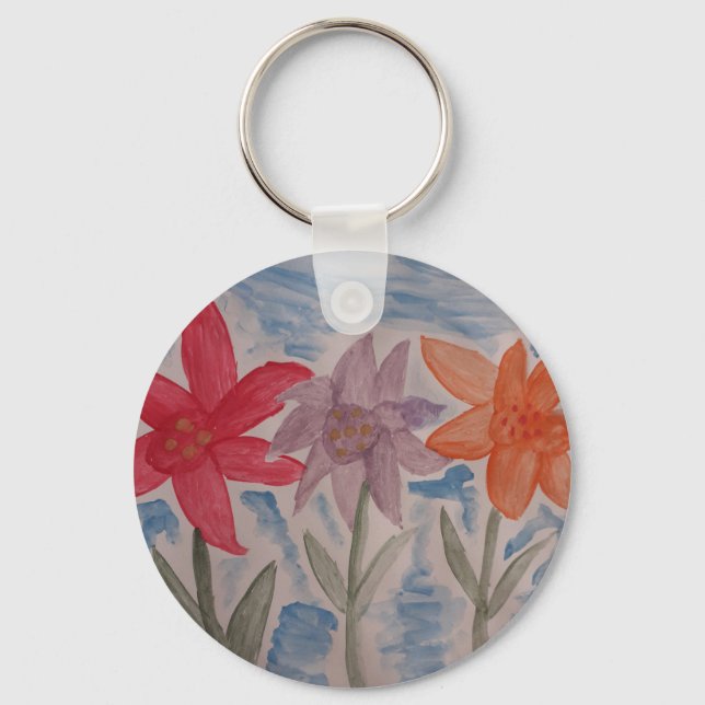 Lily Flowers Button Key Ring (Front)