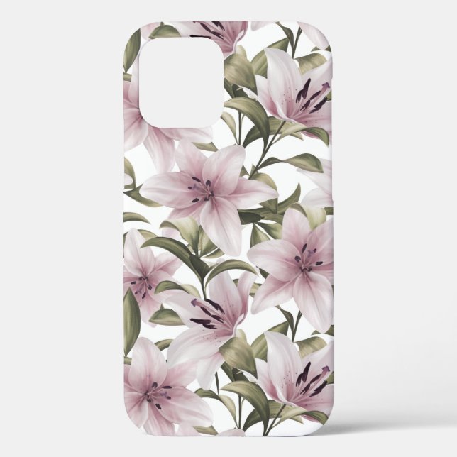 Lily flowers. Floral pattern Case-Mate iPhone Case (Back)