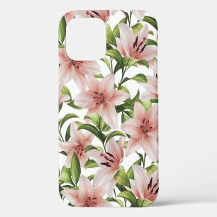 Lily flowers. Floral pattern iPhone 12 Case