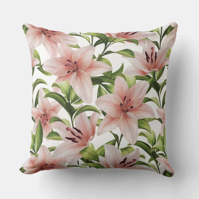 Lily flowers. Floral pattern Throw Pillow (Front)