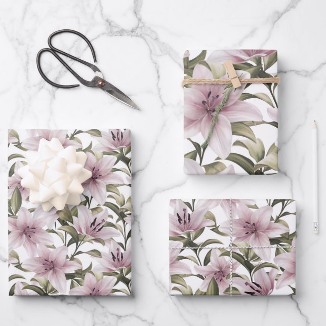 Lily flowers. Floral pattern Wrapping Paper Sheet (Front)