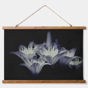 Lily Flowers In Black And White Hanging Tapestry