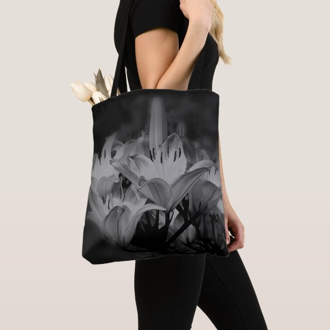 Lily Flowers In Black And White  Tote Bag (Close Up)