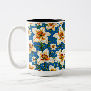Lily flowers pattern Two-Tone coffee mug
