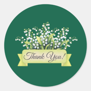 Lily Flowers with Banner Floral Thank You Classic Round Sticker