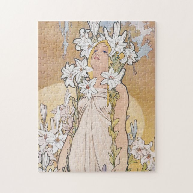Lily (Four Flowers), Alphonse Mucha Jigsaw Puzzle (Vertical)