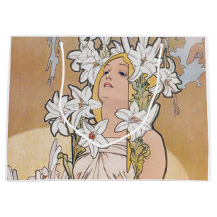 Lily (Four Flowers), Alphonse Mucha Large Gift Bag
