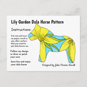 Lily Garden Dala Horse Pattern to Share Holiday Postcard