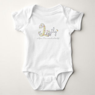 Lily girls name meaning L monogram hearts Baby Bodysuit