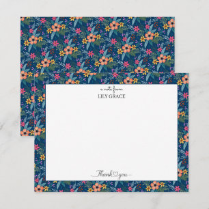 Lily Grace Navy Floral Personalized Thank You Card