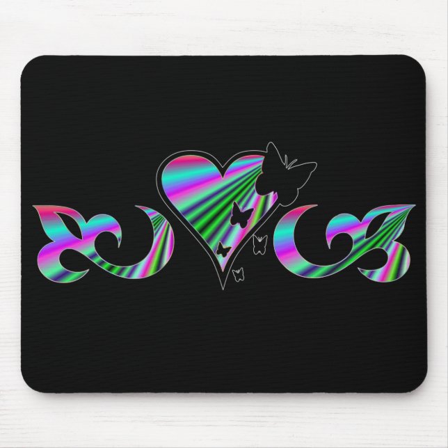 Lily Heart and Butterfy - rainbowart Mouse Pad (Front)
