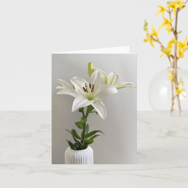 Lily Lullaby | White Simple Floral Painting Card (Yellow Flower)