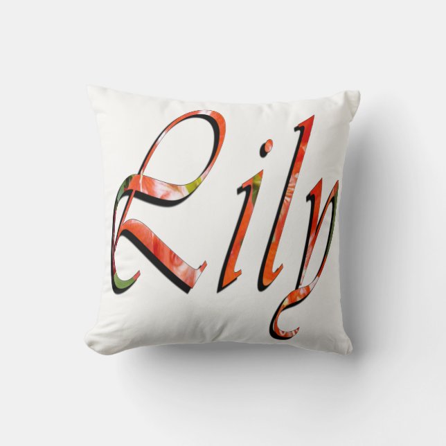 Lily, Name, Logo, White Throw Cushion. Pillow (Front)