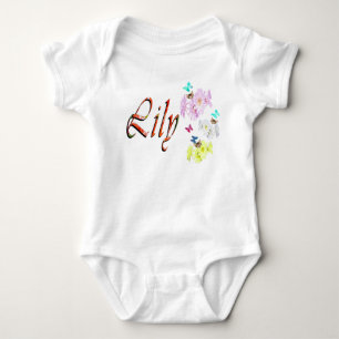 Lily, Name, Logo, With Kittens, Baby Bodysuit