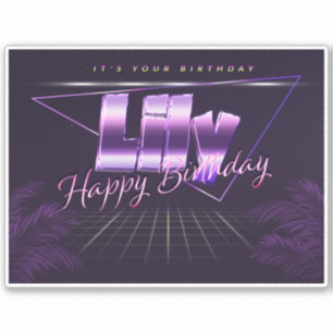 Lily Name Vorname lila retro Sticker Geburtstag