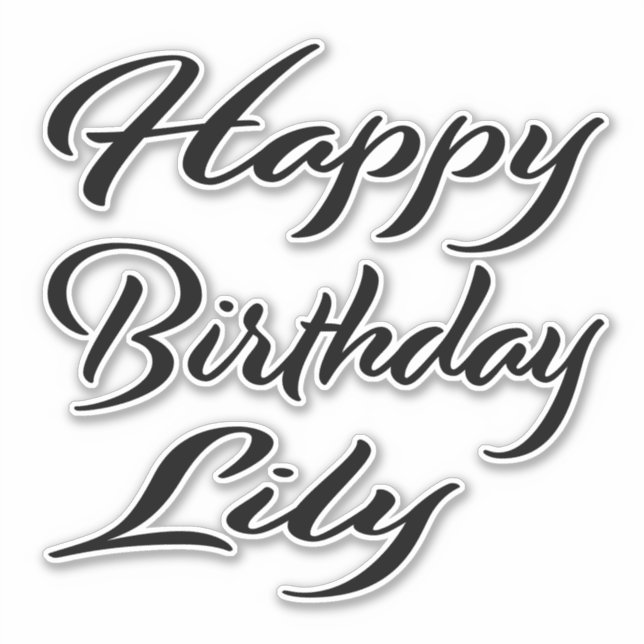 Lily Nom Prénom Anniversaire de Black Sticker (Devant)