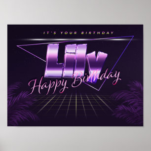 Lily Nom Vorname lila retro Poster Geburtstag