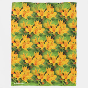 Lily of the Incas / Yellow Alstroemeria Fleece Blanket