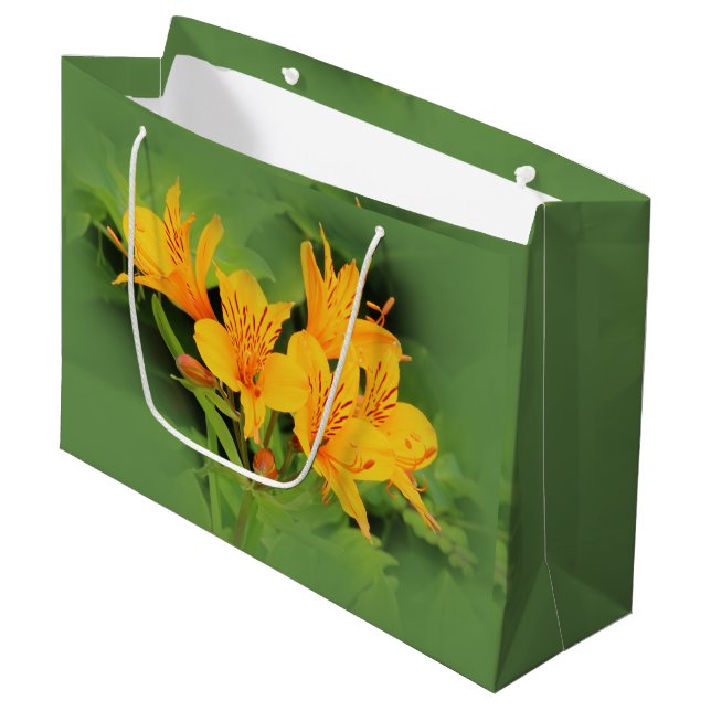 Lily of the Incas / Yellow Alstroemeria Large Gift Bag (Front Angled)