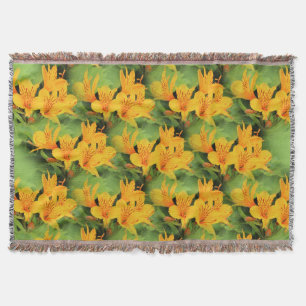 Lily of the Incas / Yellow Alstroemeria Throw Blanket