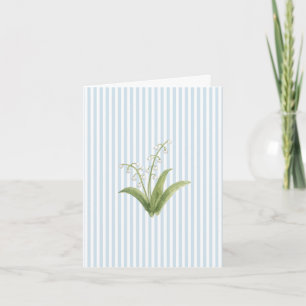 Lily of the Vallely Flower Painting Blue Stripe Thank You Card